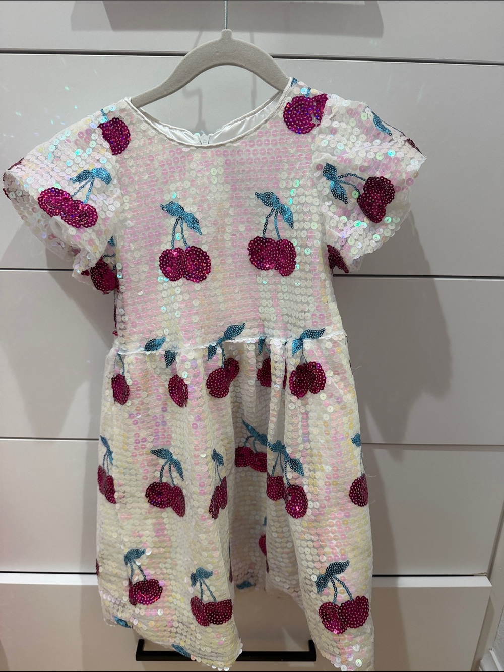 Lola and the boys White Sequin Cherry Party Dress